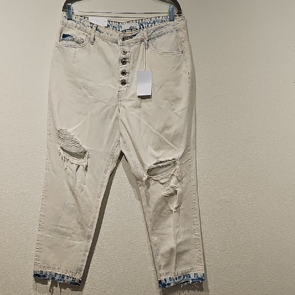 Stylish Cream Straight Leg Jeans
